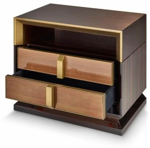 Sicis Прямоугольная тумбочка из черного дерева с ящиками Blake