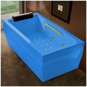 Ванна с гидро и аэроомассажем голубая с золотом Gruppo Treesse Blanque 1810 V161N-SX-GZ