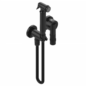 A33-5840/MBG Комплект для душа, включающий смеситель, армированный шланг 1 м 25 см, ручной душ с курковым распылителем, выход из стены и предохранительный запорный клапан Thg-paris Bambou с чёрным хрусталём Покрытие PVD бронза