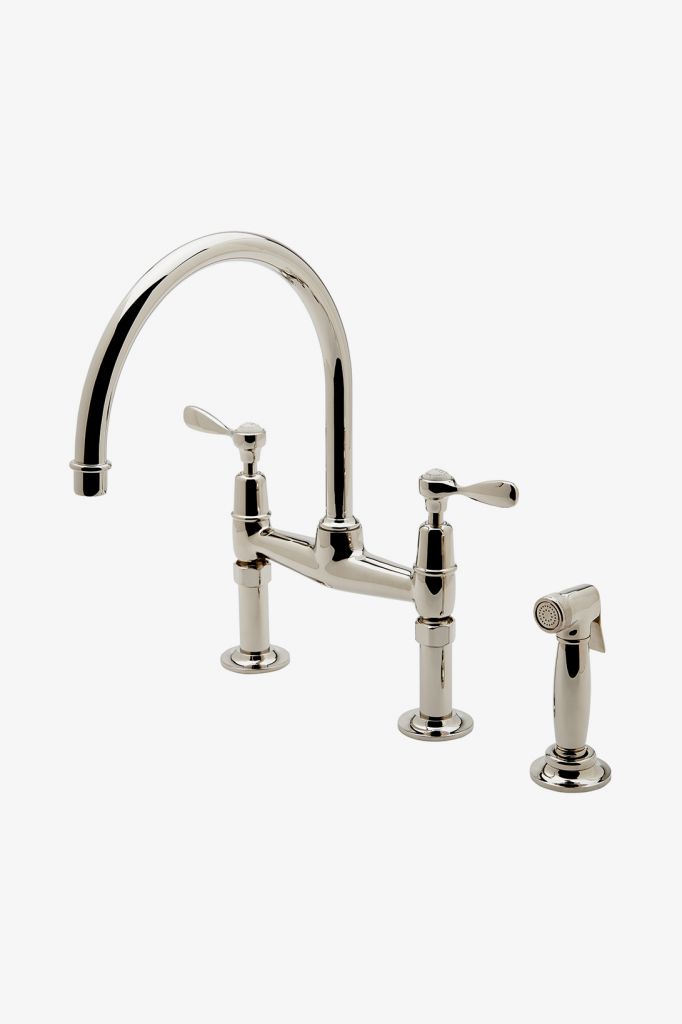 EAKM32 Смеситель для кухни с гусиной шеей Easton Classic с двумя отверстиями, металлические ручки и спрей Waterworks 