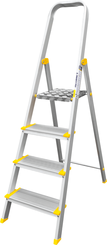 Стремянка алюминиевая профессиональная, анодированная, ширина ступени 130 мм. 4 ст.