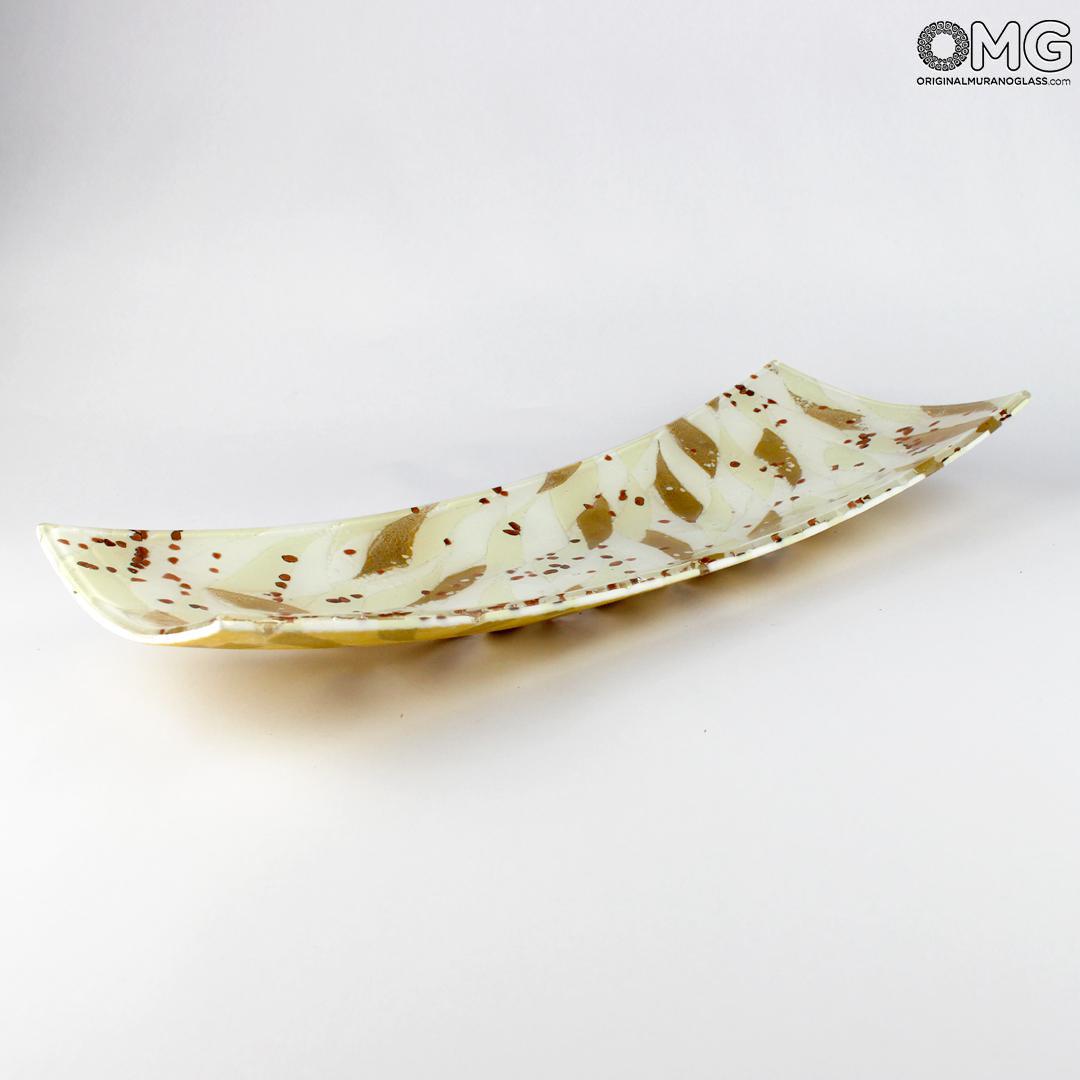 3151 ORIGINALMURANOGLASS Прямоугольное блюдце Нюанс - белое - Original Murano Glass OMG 8 см  - Вид №1