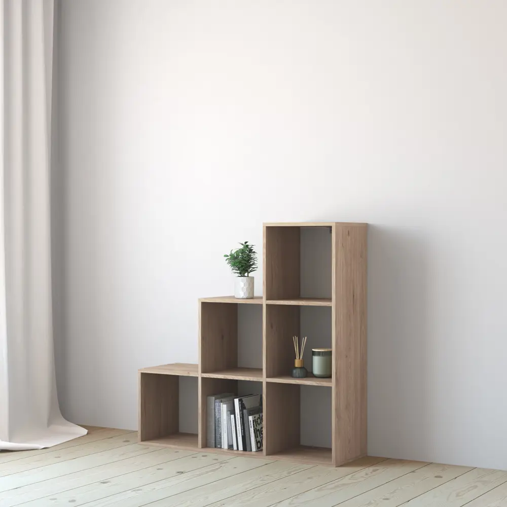 Стеллаж КУБ 6 секций 105х105х32 см ЛДСП цвет дуб Santreyd STLM-2127269 - Вид №4