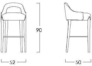Jetclass Барный стул из мягкой ткани с подставкой для ног Dixie Jdi309, jdi309a  - Вид №2