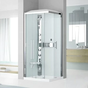 Душевая кабина 90x90 GLAX 3 A90 HYDROMASSAGE Novellini GLAX 3 с низким душевым поддоном и крышей с парогенератором