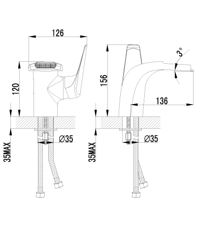 LM4246C Смеситель для умывальника монолитный, каскадный, хром Посейдон LEMARK POSEIDON  - Вид №1
