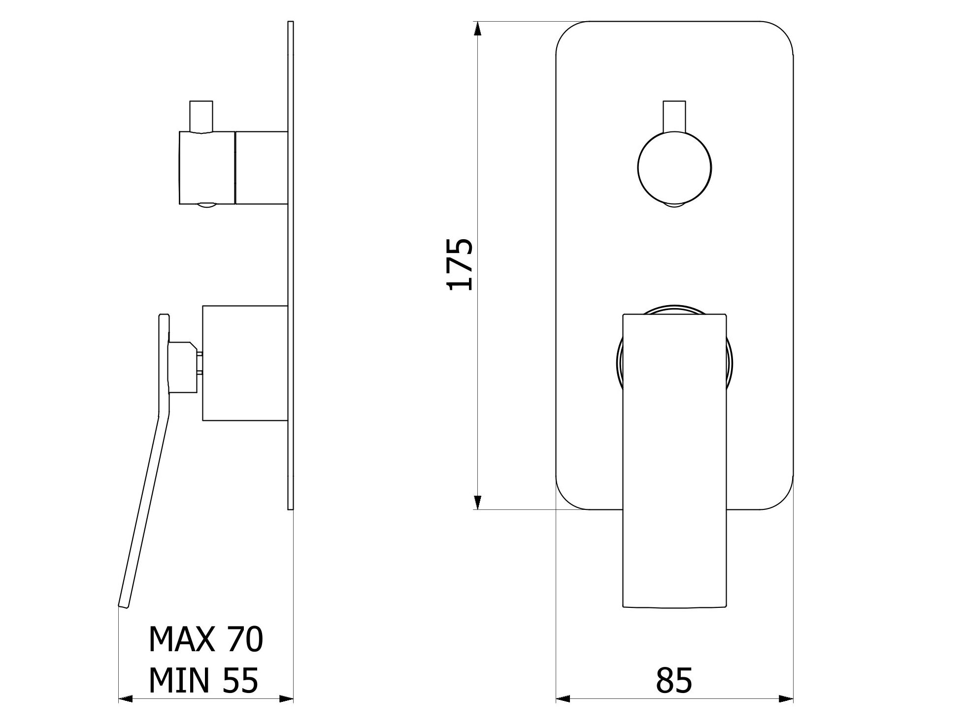 Однорычажный смеситель для душа с 2 отверстиями и переключателем IB Wave ARCH-00033144 - Вид №11