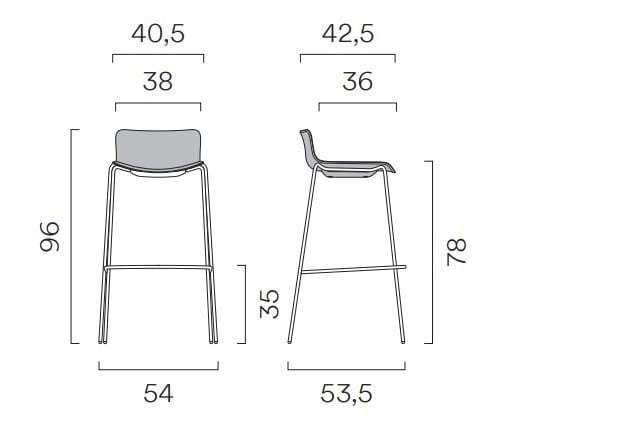 Высокий тканевый штабелируемый стул с подставкой для ног FREZZA Poppea ARCH-00044815 - Вид №3
