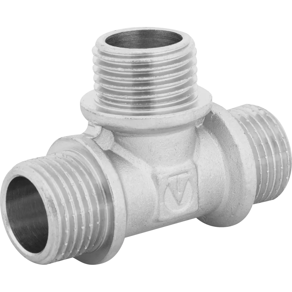 Тройник, наружная резьба, 1/2" мм, никелированная латунь Valtec STLM-2052590