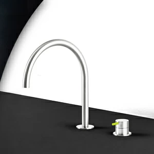 Смеситель для раковины глянцевая сталь с зеленой ручкой Toki Radomonte TKI32LCIL23