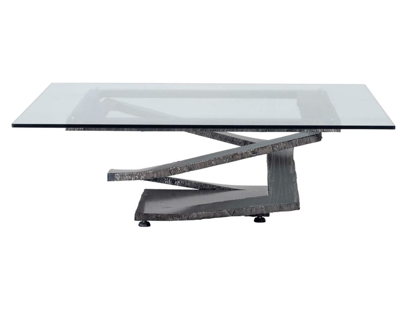 Квадратный низкий стол из стали и стекла ROCHE BOBOIS Fleur De Fer ARCH-00101700