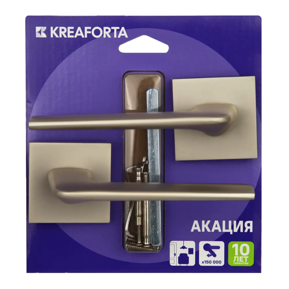 Дверная ручка на розетке KREAFORTA Акация без запирания цвет никель STLM-2044743 - Вид №3