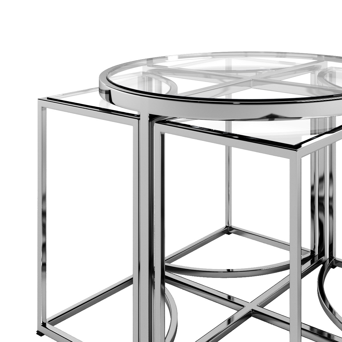 Журнальный столик стеклянный с основанием хром Majestic от Delight Collection DELIGHT COLLECTION  242670 Прозрачный;хром  - Вид №3