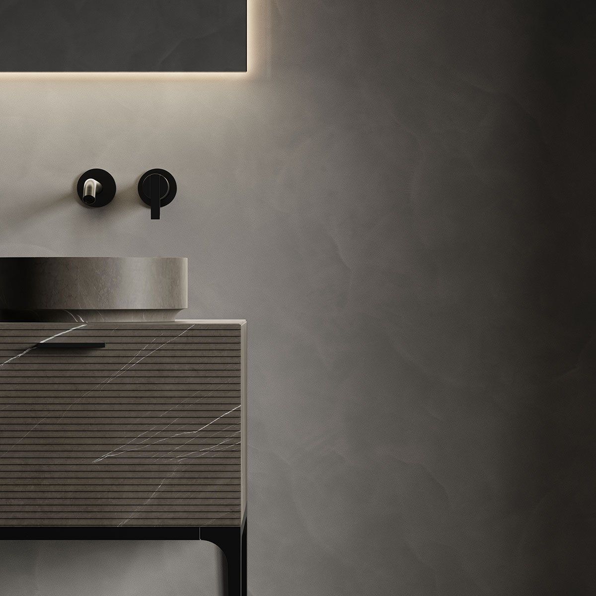 Мраморный одиночный напольный умывальник с ящиками Inbani решетки ARCH-00072077 - Вид №6