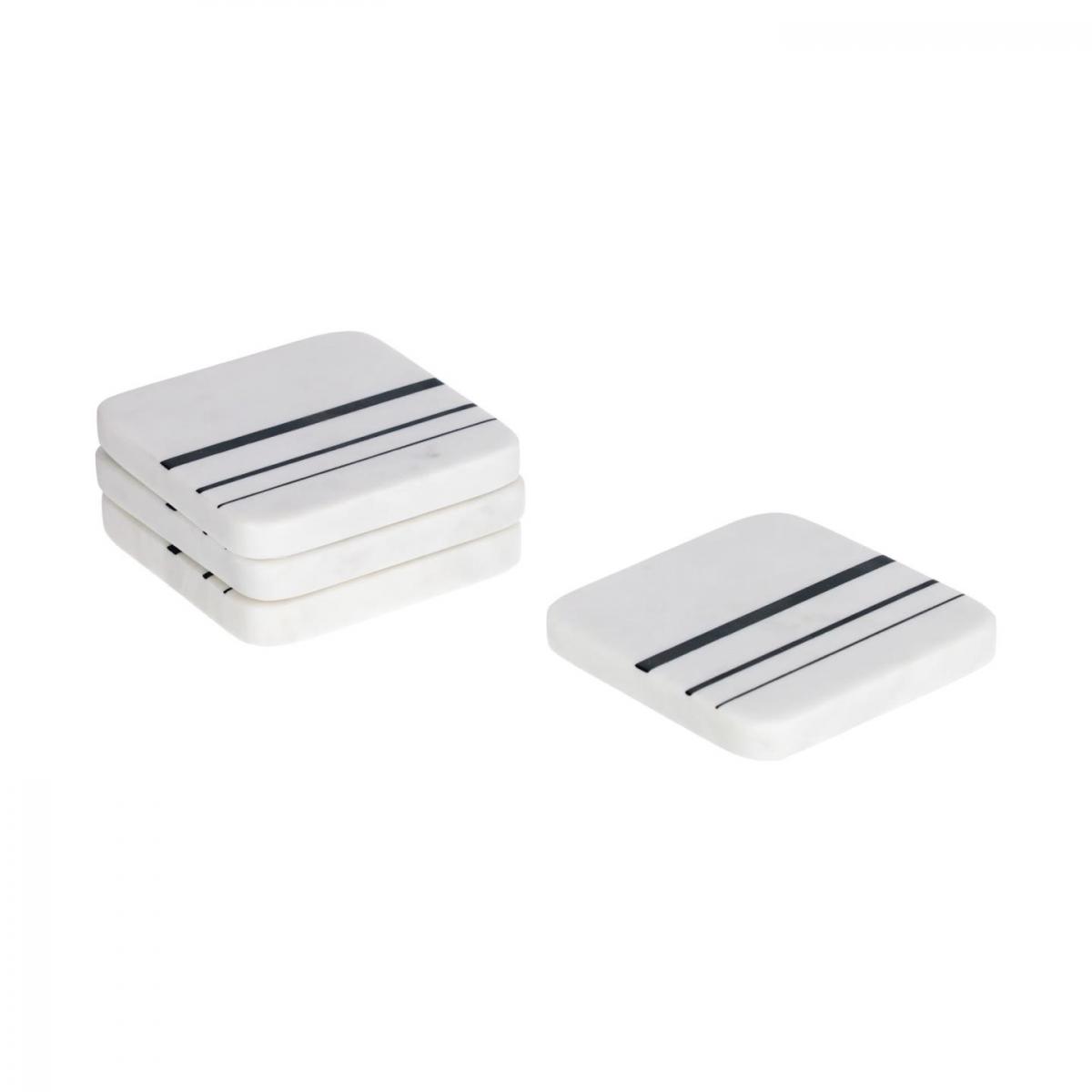 106384 Набор из 4 подставок из белого мрамора с синими полосами La Forma Tahina  - Вид №1