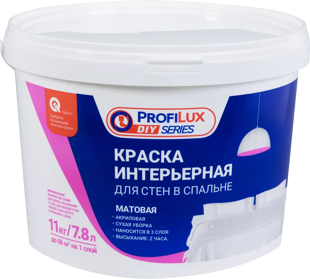 82141655 Краска для стен и потолков Profilux для спальни матовая цвет белый база А 11 кг STLM-0020254