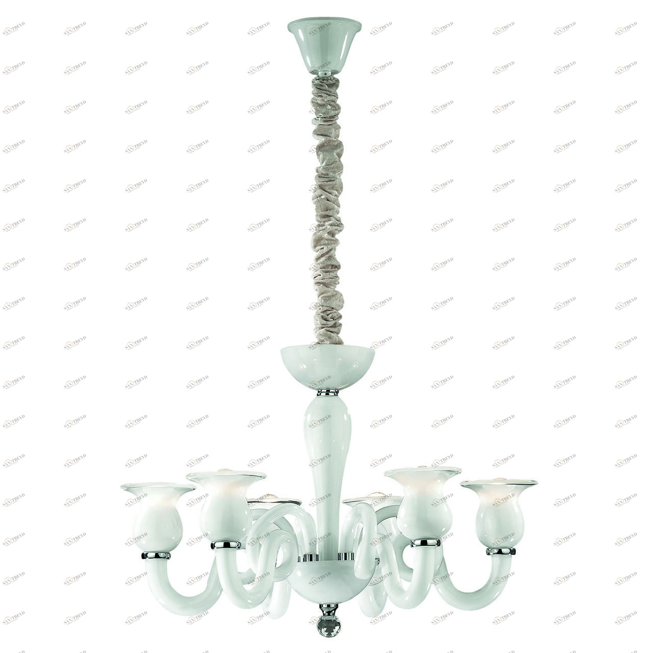 Люстра дизайнерская Ruff хром белая Teseo SP6 IDEAL LUX ДИЗАЙНЕРСКИЕ, TESEO 057442 Белый 