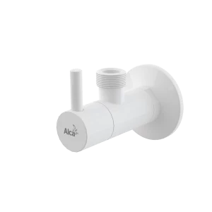 Угловой вентиль с фильтром 1/2"×1/2", круглый, белый