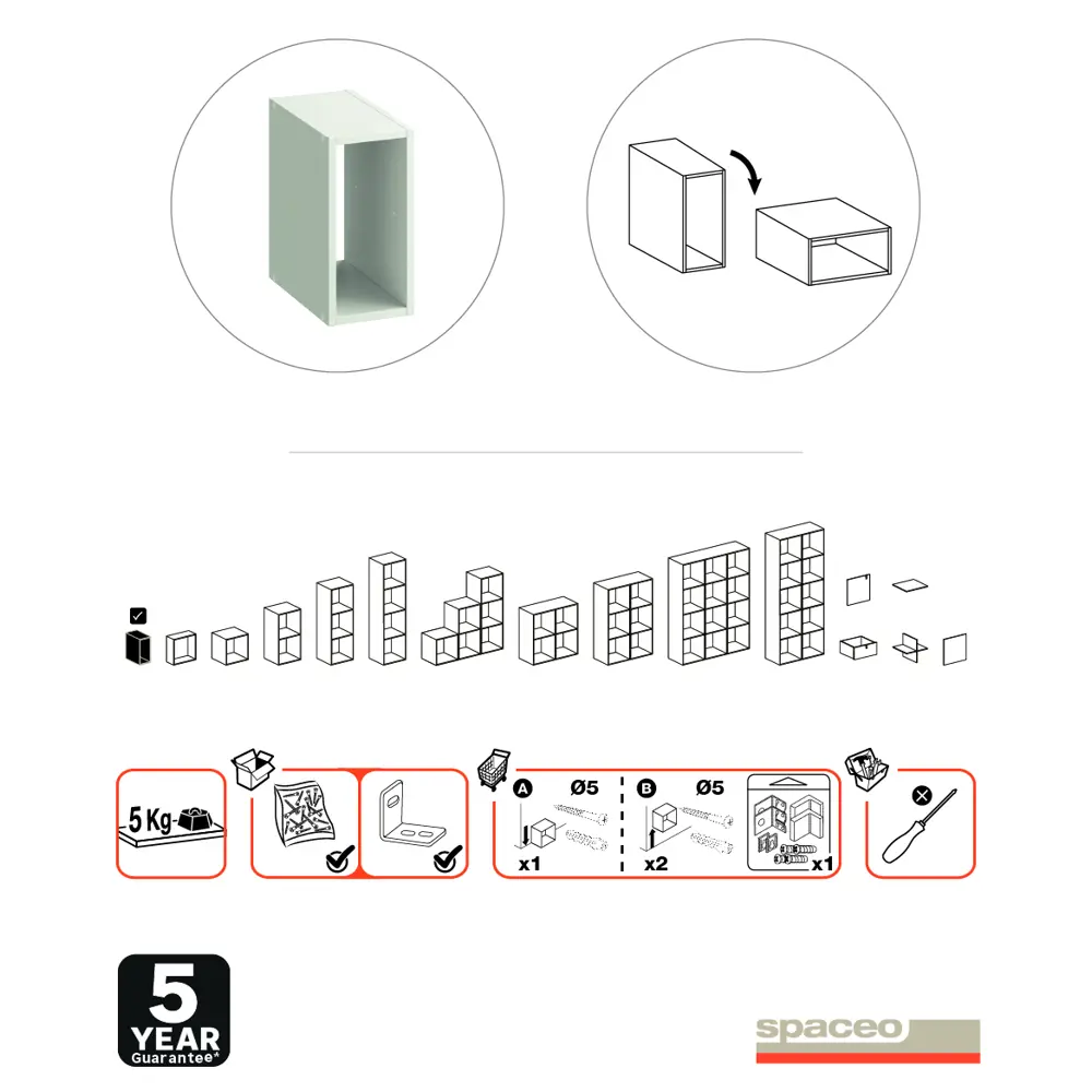 Стеллаж Spaceo KUB 1 секция 18x36.1x31.7 см ЛДСП цвет белый STLM-2199081 - Вид №3