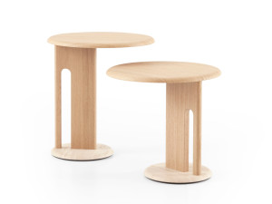 Журнальный столик с травертиновым основанием и деревянной рамой