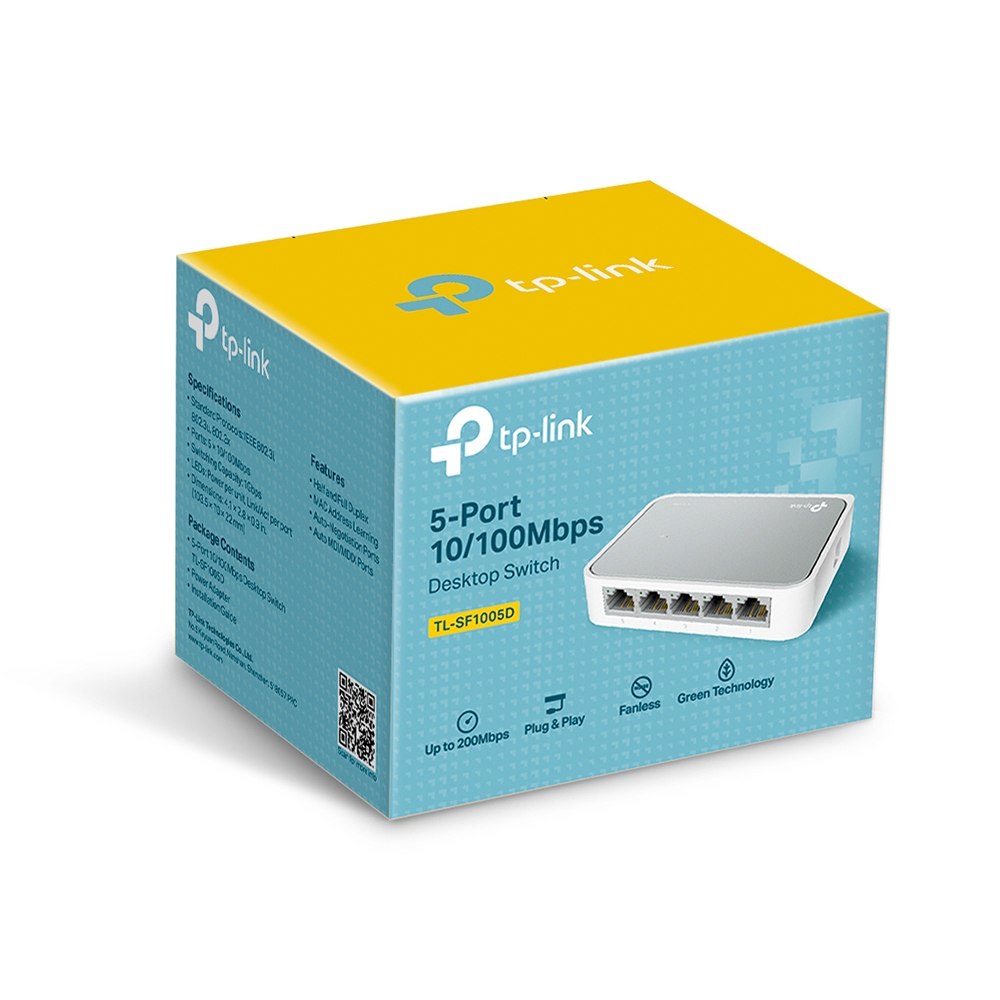 TL-SF1005D 5-port 10/100m mini desktop switch, 5 10/100m rj45 ports, plastic case TP-Link Santreyd  - Вид №2