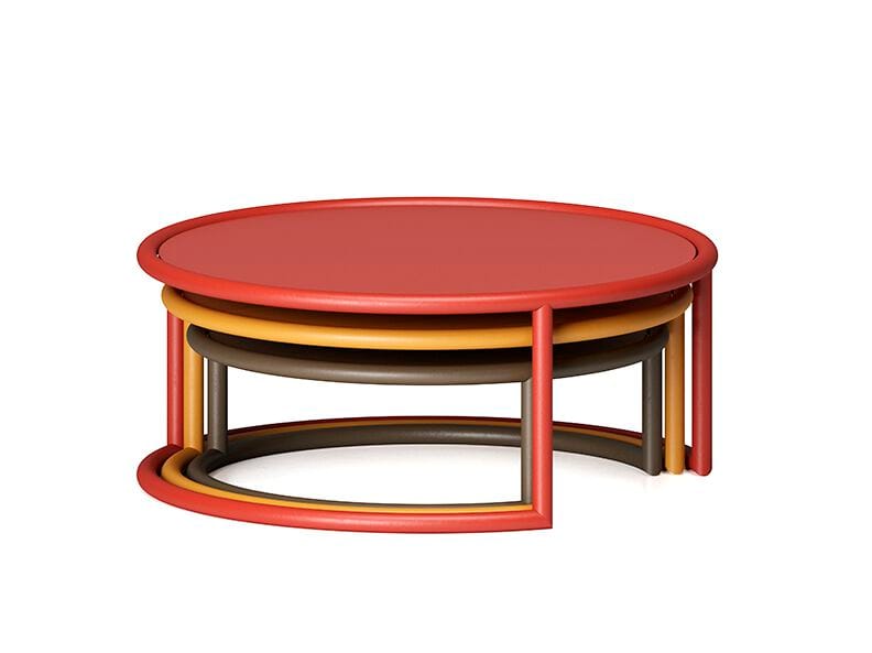 Штабелируемый круглый журнальный столик из стали и дерева Infiniti Rim ARCH-00058370 - Вид №1