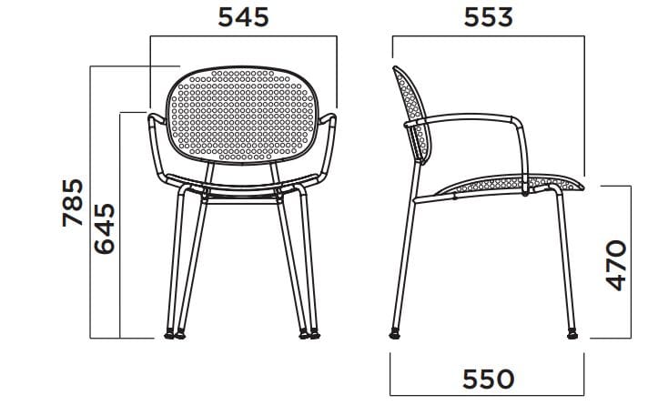 Стул из армированного стекловолокном полиэстера (PRFV) с подлокотниками Infiniti круглый стержень ARCH-00141195 - Вид №9