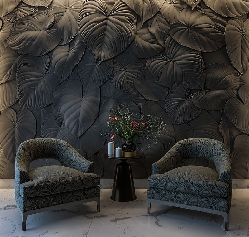 Трехмерная декоративная гипсовая панель WallDeco FOGLIAME ARCH-00129764 - Вид №1