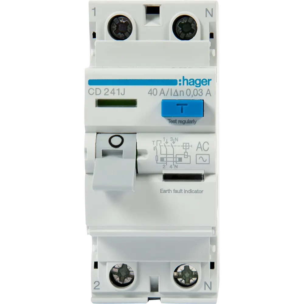 УЗО Hager CD241J 1P N 40 А 30 мА 6 кА AC STLM-2065639 - Вид №1