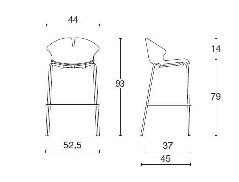 Высокий табурет из полипропилена с подставкой для ног Diemme Red Hot ARCH-00016352 - Вид №2