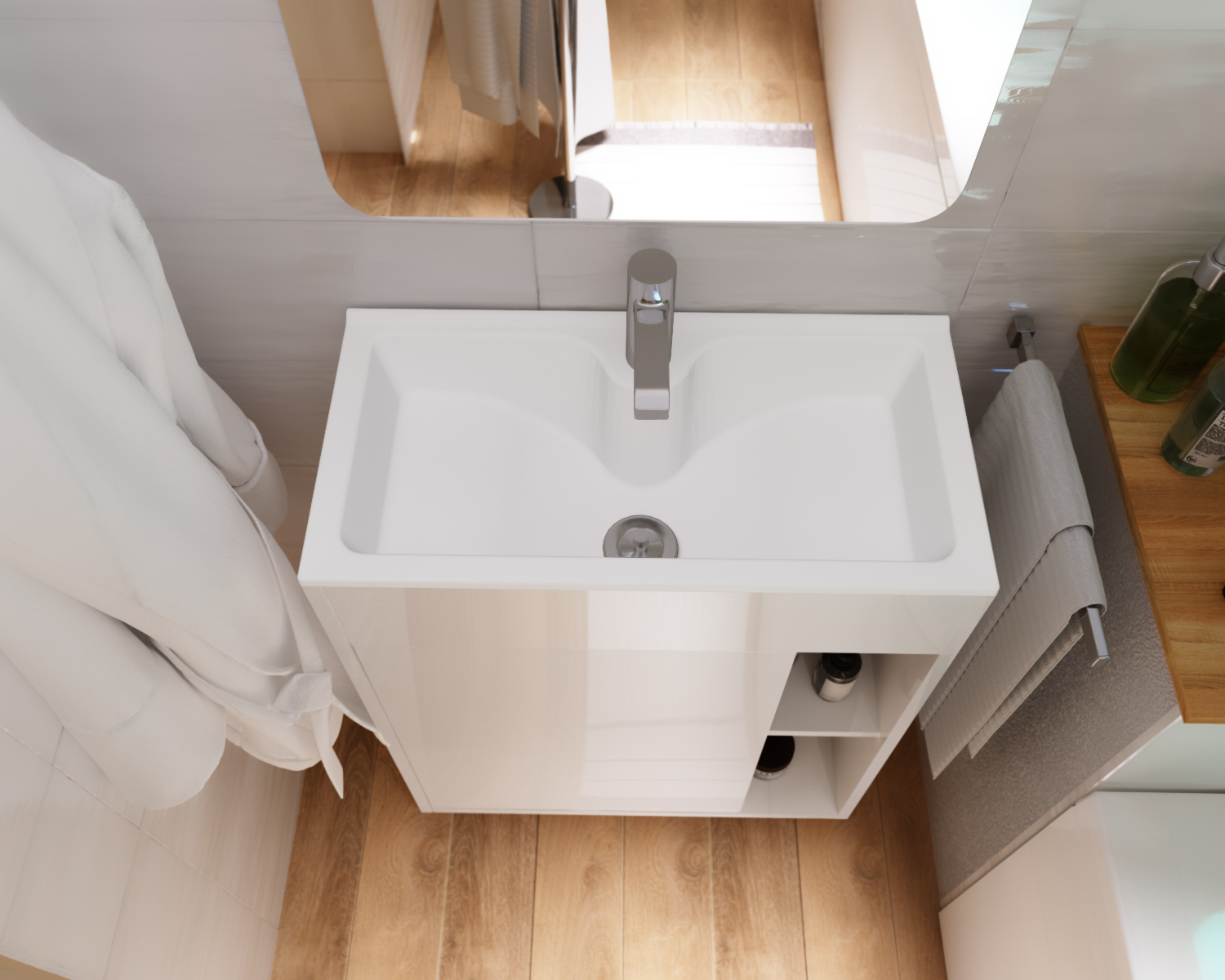 У83298 Тумба с раковиной Lido 60Н 1д. Белый глянец 1 Marka LIDO - Вид №3