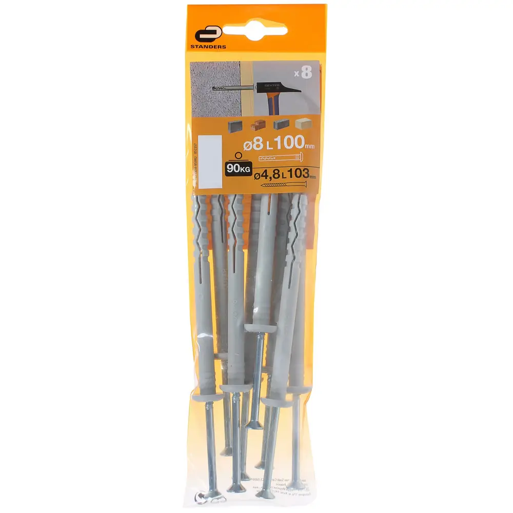 Дюбель-гвоздь гриб Standers 8x100 мм нейлон цвет серый 8 шт STLM-2152125 - Вид №3