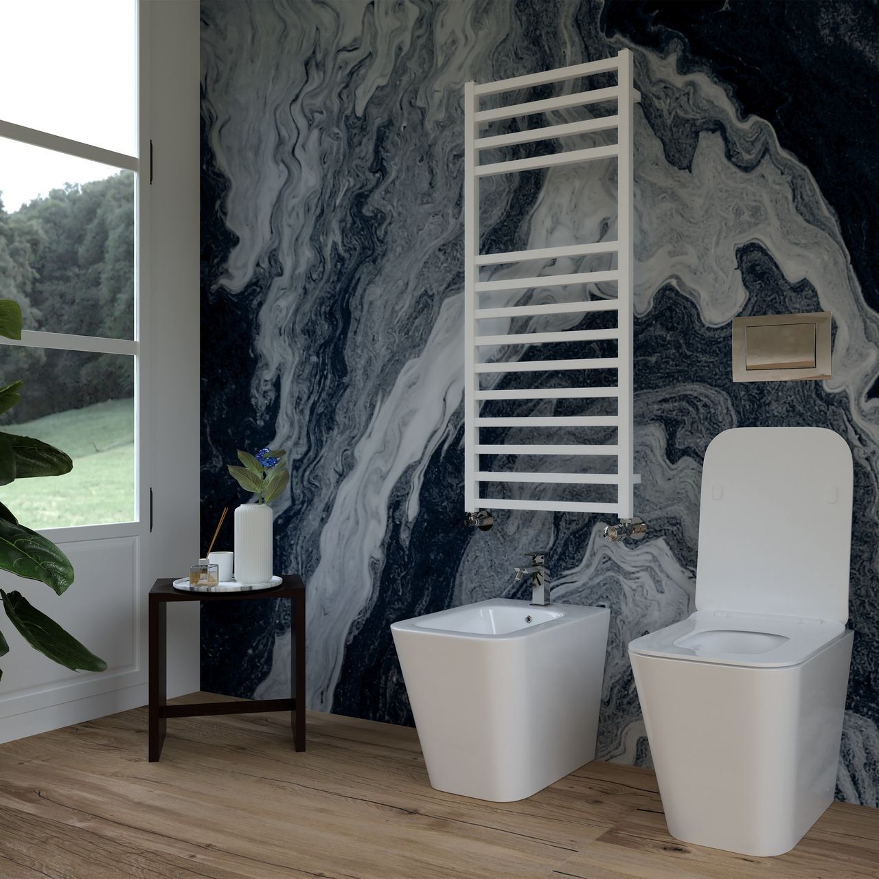 Настенный стальной полотенцесушитель с горячей водой Ercos Square ARCH-00113034 - Вид №8