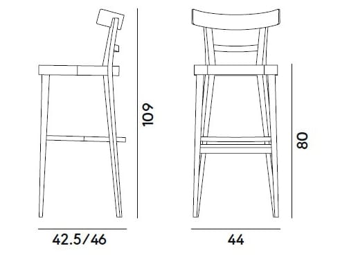 Высокий стул из бука с мягким сиденьем Billiani кафе ARCH-00095236
