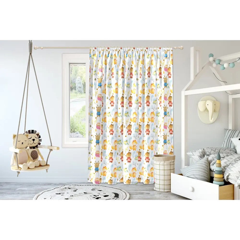 Ткань 1 м/п Лесные зверята велюр 300 см цвет разноцветный GARDEN STLM-2124390 - Вид №4