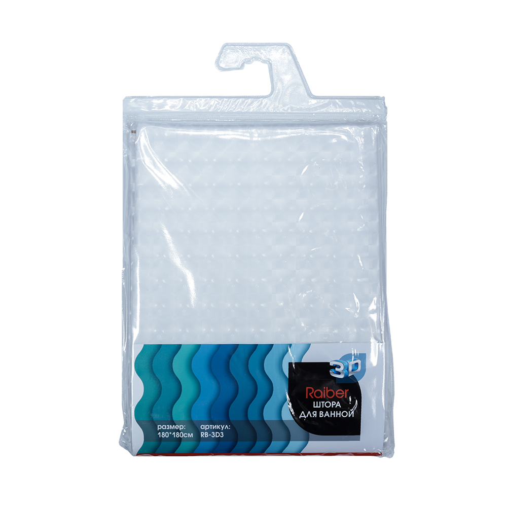 RB-3D3 Штора для ванной комнаты Raiber  - Вид №1