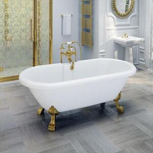 Акриловая ванна "Леонесса 1" на ножках со сливом-переливом (комплектация золото)
