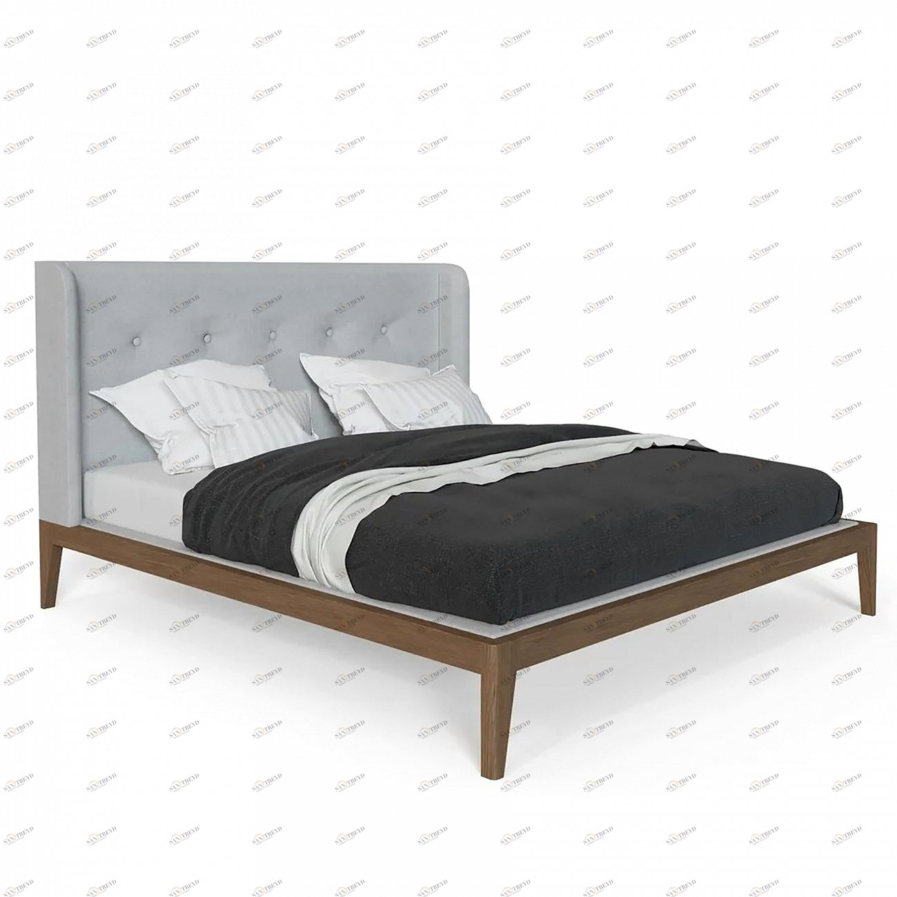 Кровать двуспальная с мягким изголовьем 160x200 светло-серая Fly soft new BRAGIN DESIGN ДИЗАЙНЕРСКИЕ 256421 Коричневый;серый 