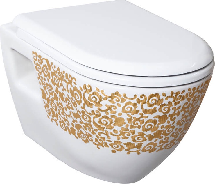 TP325-11CB00E-CA00 DEKOR ЗОЛОТО ЦВЕТЫ Унитаз подвесной Creavit 