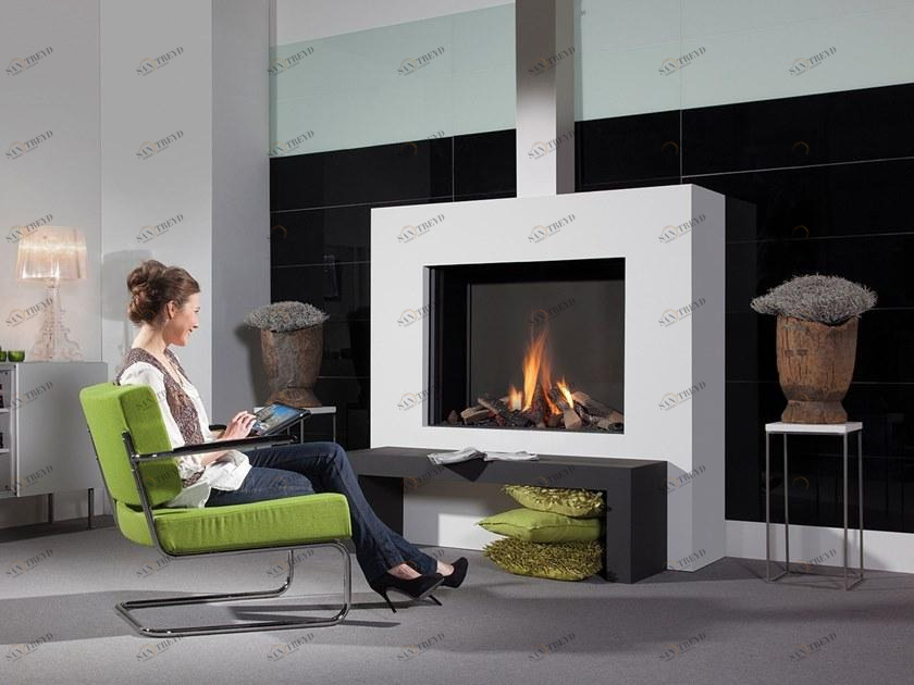 Element4 Настенный газовый стальной камин с панорамным остеклением sun-id-1440586