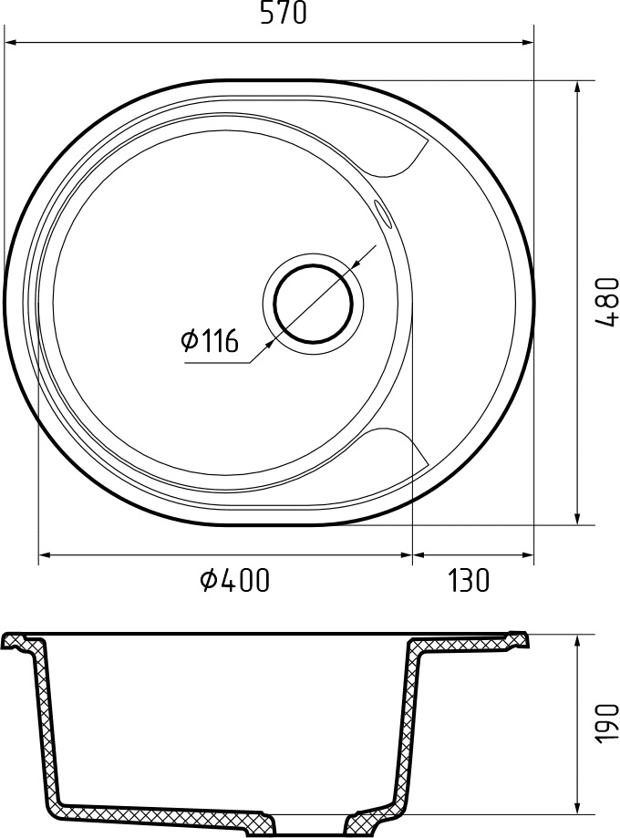 Кухонная мойка Кварц URBAN S399 GranFest 857L-S399 - Вид №2