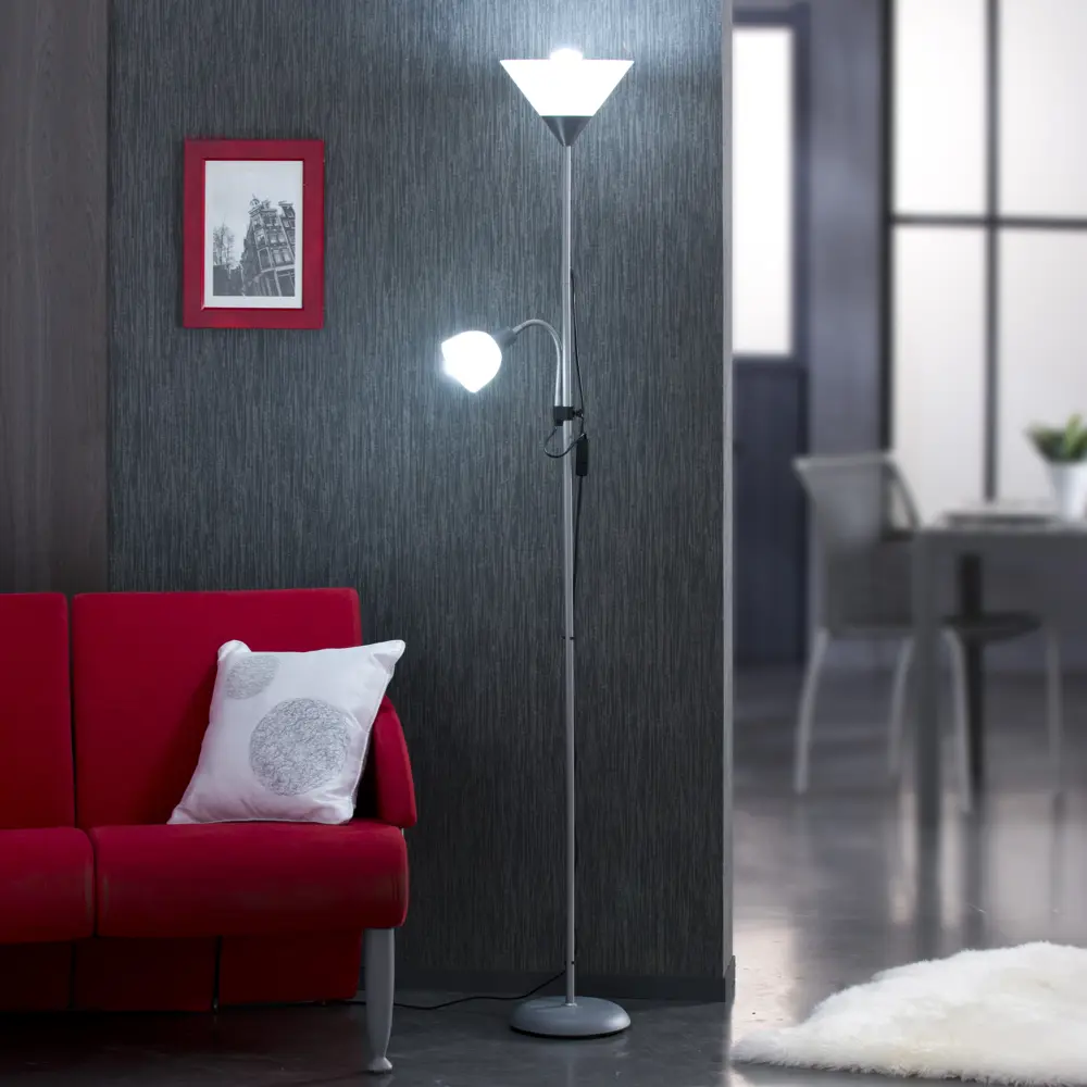 Торшер с лампой для чтения KREAFORTA Navolato цвет серый STLM-2055477 - Вид №1