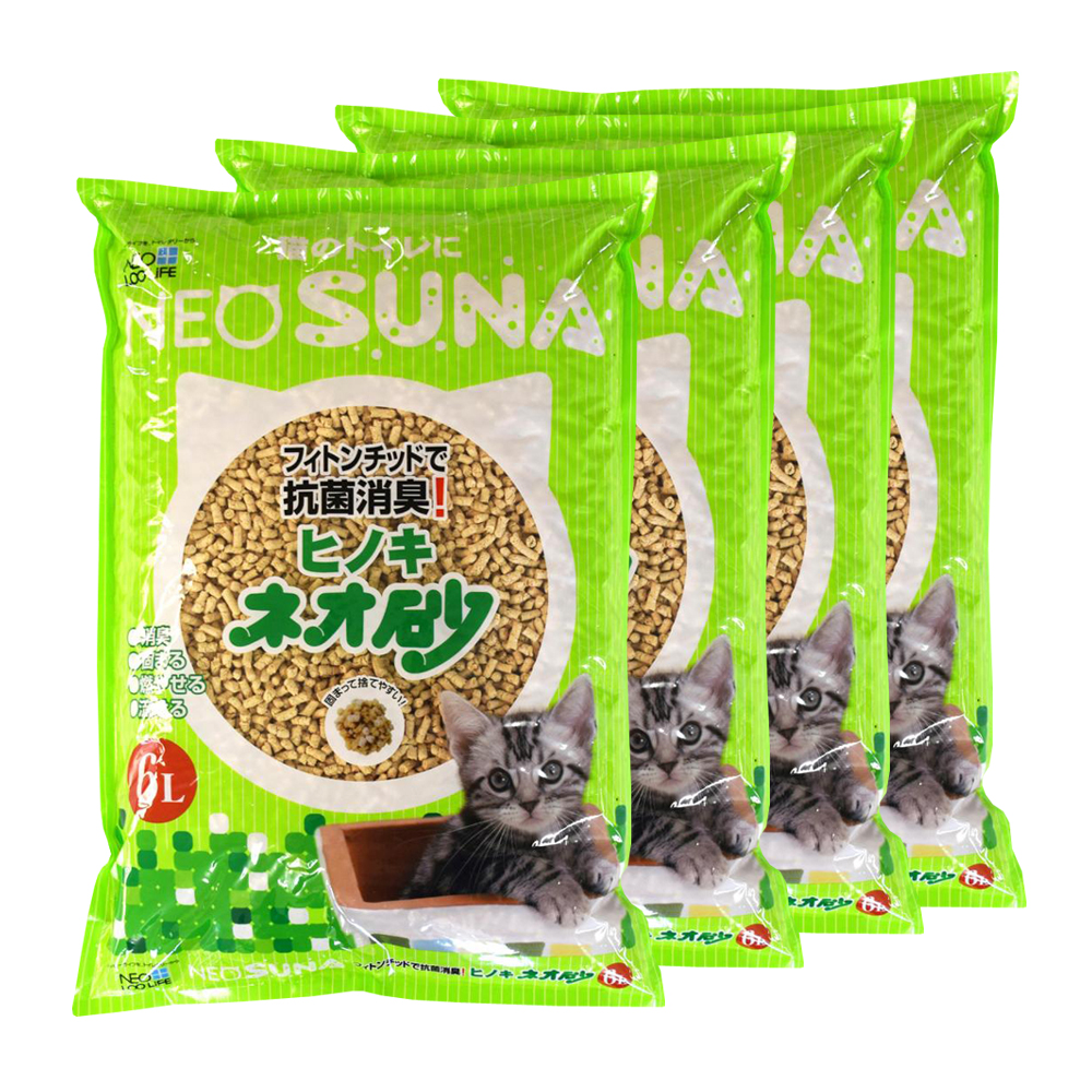 ПР0029186*4 Наполнитель для кошачьего туалета Комкующийся на основе дробл.древесины кипариса 6л (упаковка - 4 шт) NEO LOO LIFE 