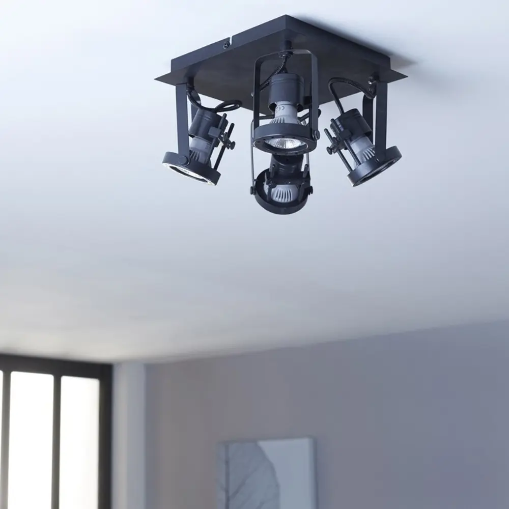 Спот поворотный Technic квадрат, 4 лампы, 8 м², цвет чёрный INSPIRE STLM-2063648 - Вид №1