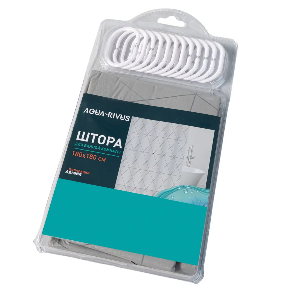 Штора для душа с кольцами Аргайл 180x180 см Peva цвет белый Santreyd нет STLM-2075278 - Вид №5