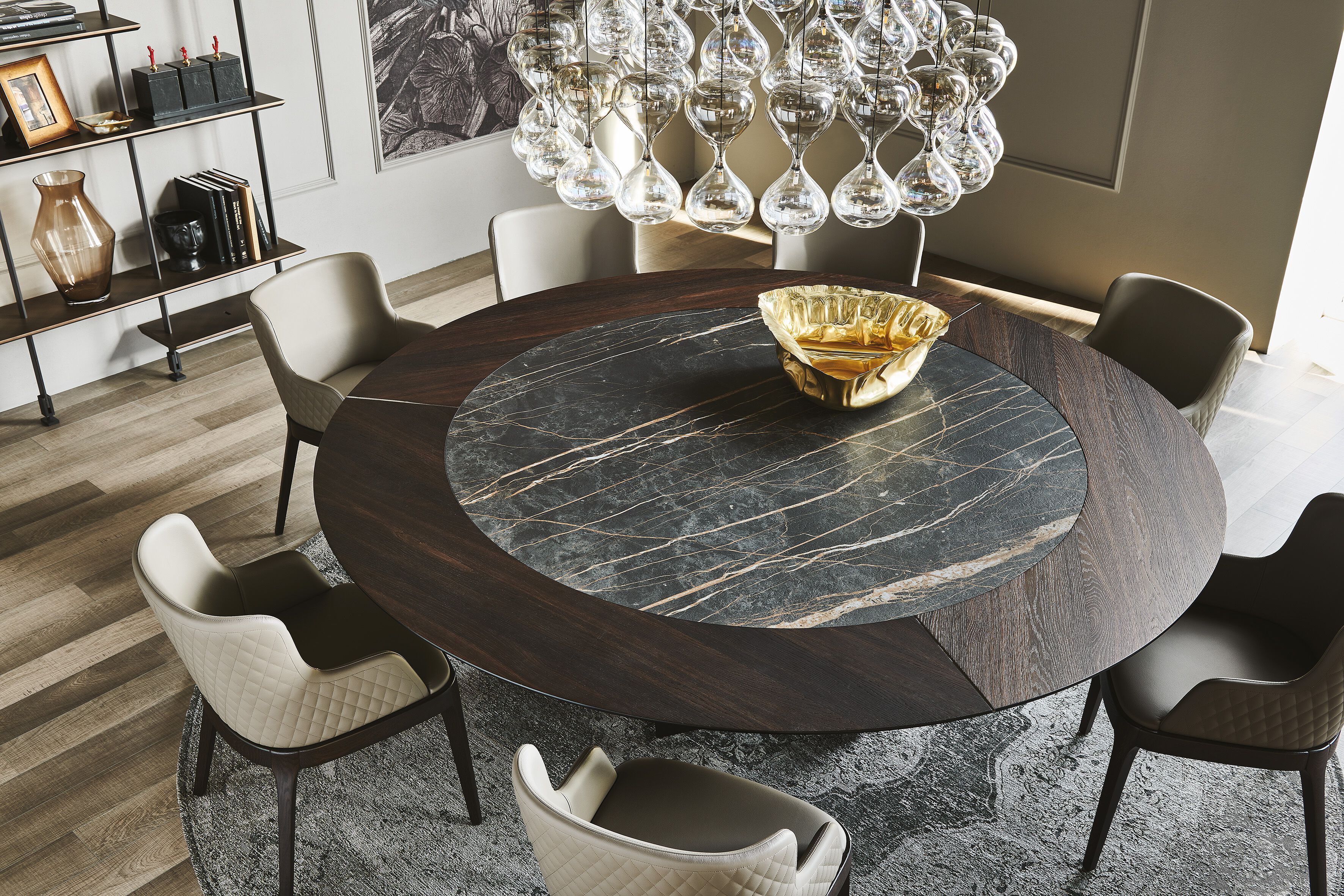 Круглый деревянный стол и вращающаяся керамическая вставка Cattelan italia ARCH-00119244 - Вид №5