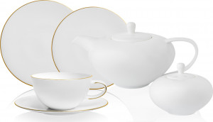 10668947 Mix&Match Сервиз чайно-столовый Mix&Match Синергия.Золотой кант  на 6 персон 26 предметов, фарфор Фарфор костяной