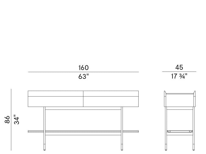 Прямоугольная консоль с ящиками Potocco Arial ARCH-00038888 - Вид №3