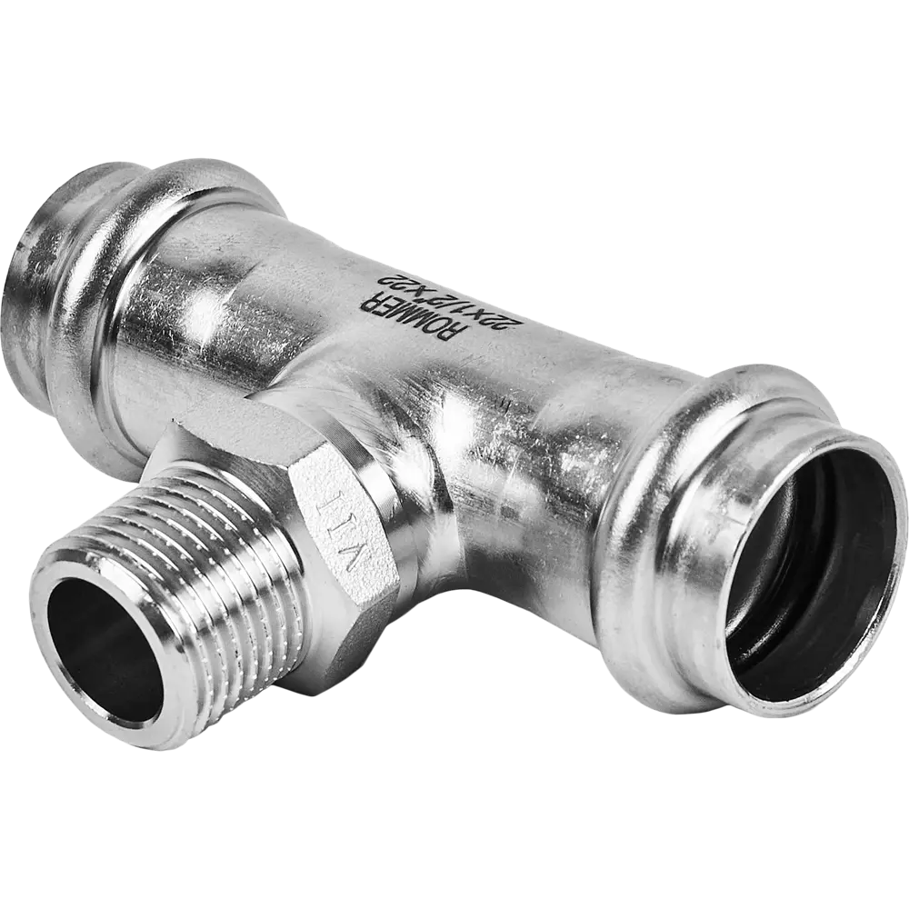 Тройник переходной Rommer 1/2"x22 мм ВПр-НР нержавеющая сталь STLM-2079327