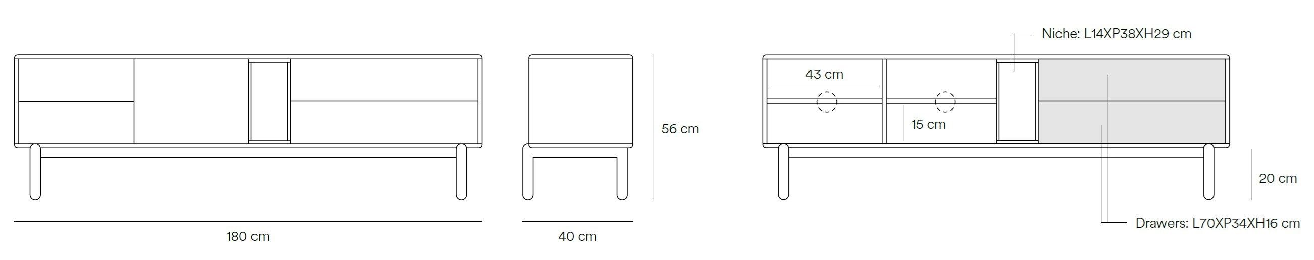 Шкаф для телевизора из МДФ с распашными дверцами и ящиками TEULAT Corvo ARCH-00133333 - Вид №21